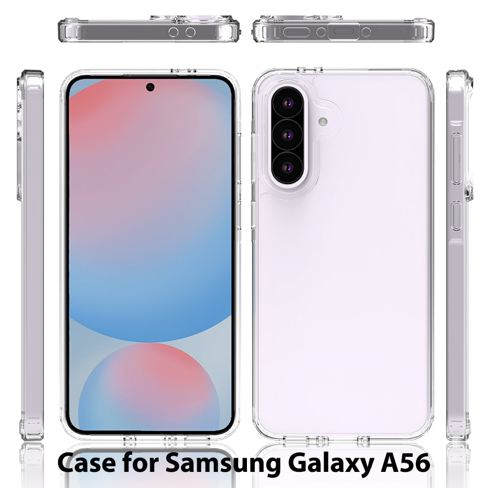 Samsung Galaxy A56 Cover - Transparent - ONation Crystal Series - Premium Quality Clear Case No Yellowing Back With Smart Shockproof Cushions