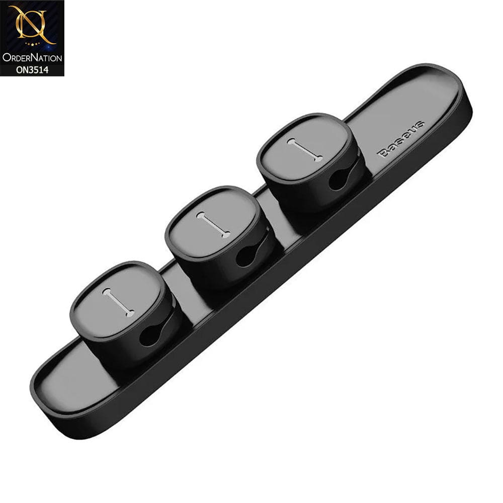 Baseus Peas Magnetic Cable Fixer Organizer Charger USB Home Office Car Laptop Holder - Black