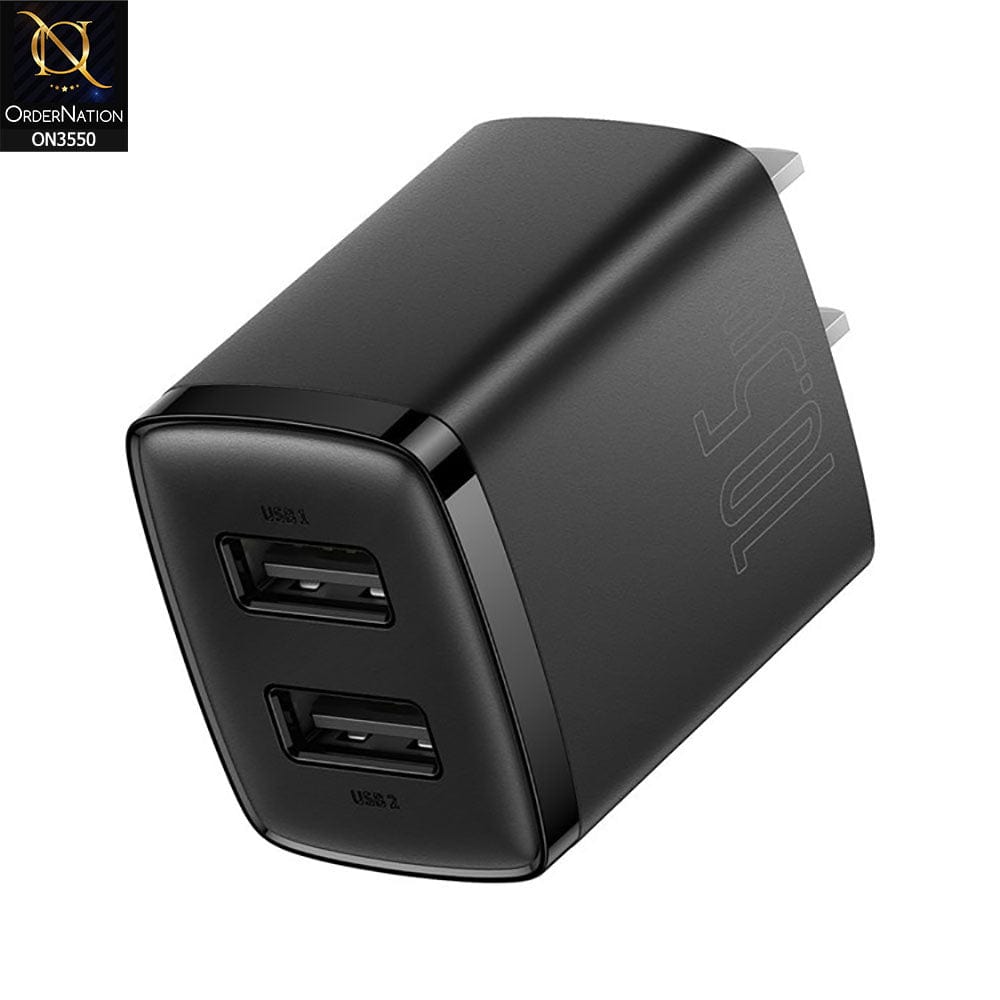 Baseus Compact Charger 2USB 10.5W CN - Black
