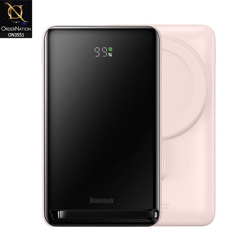 Baseus Magnetic Bracket Wireless 10,000mah Power Bank 20W - Pink