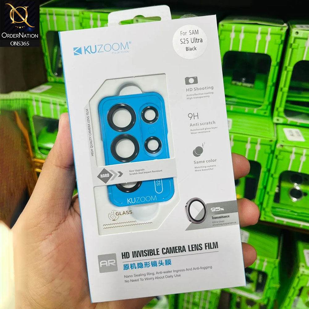 Samsung Galaxy S25 Ultra Camera Protector - Black - KUzoom HD Invisible Camera Lens Protector