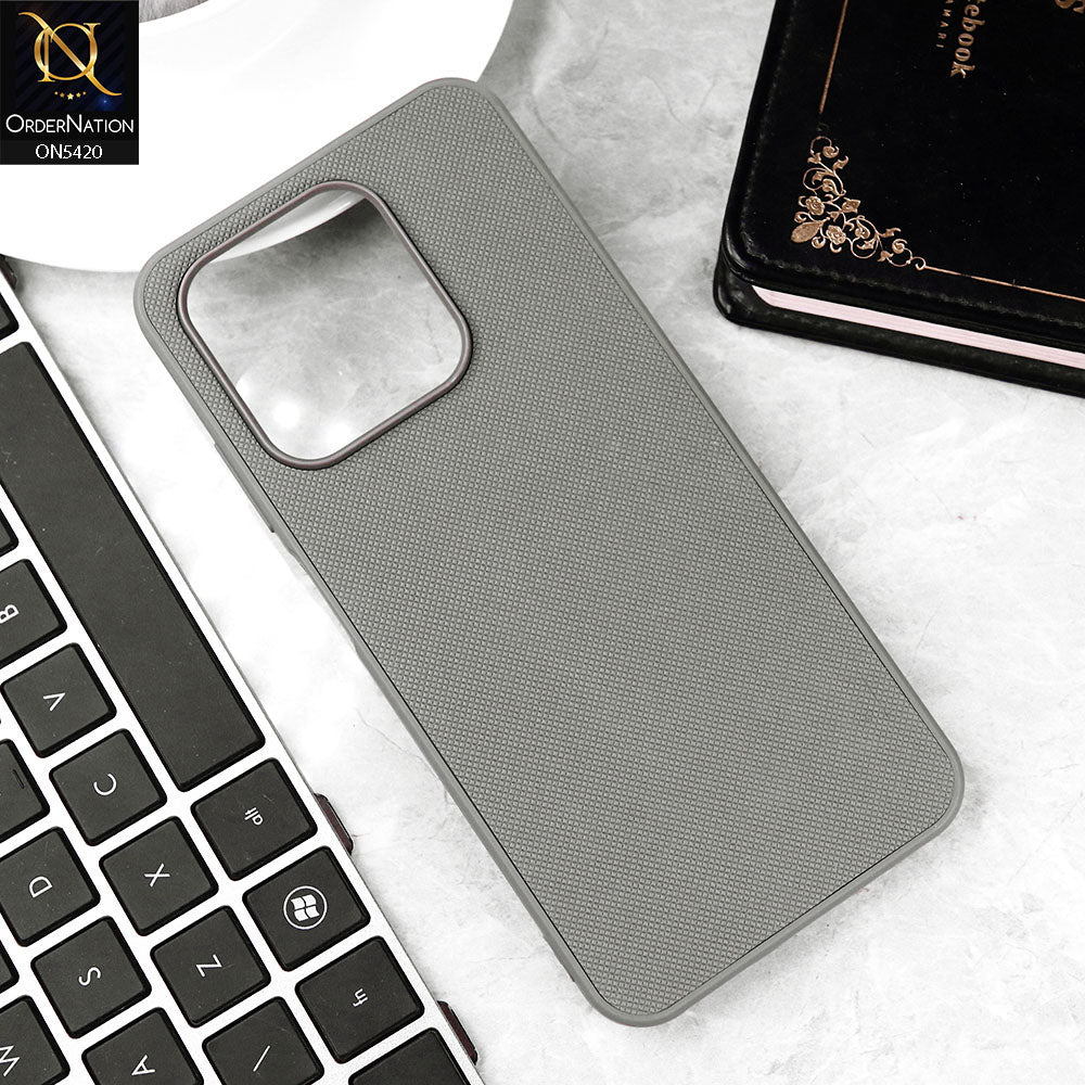 Infinix Hot 50i Cover - Gray - New Dotted Leather Texture Soft Borders Case