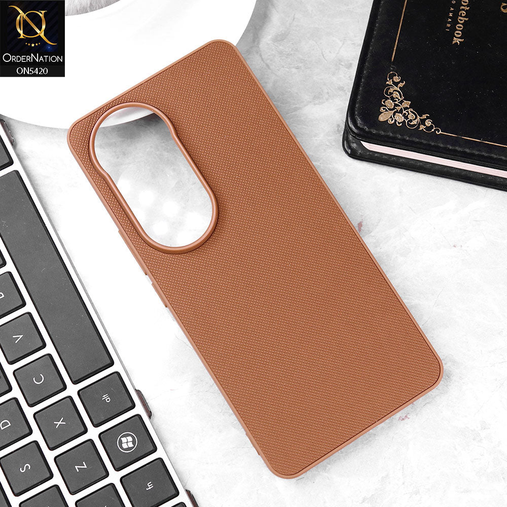 Vivo V50 Cover - Brown - New Dotted Leather Texture Soft Borders Case