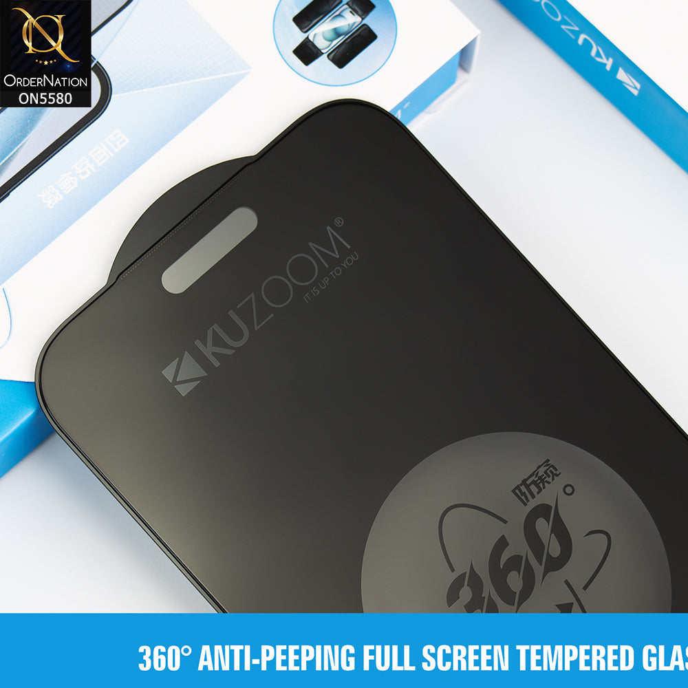 iPhone 17 Pro Max Screen Protector - Black - Kuzoom Privacy Anti Peeping Full Screen Tempered Privacy Glass