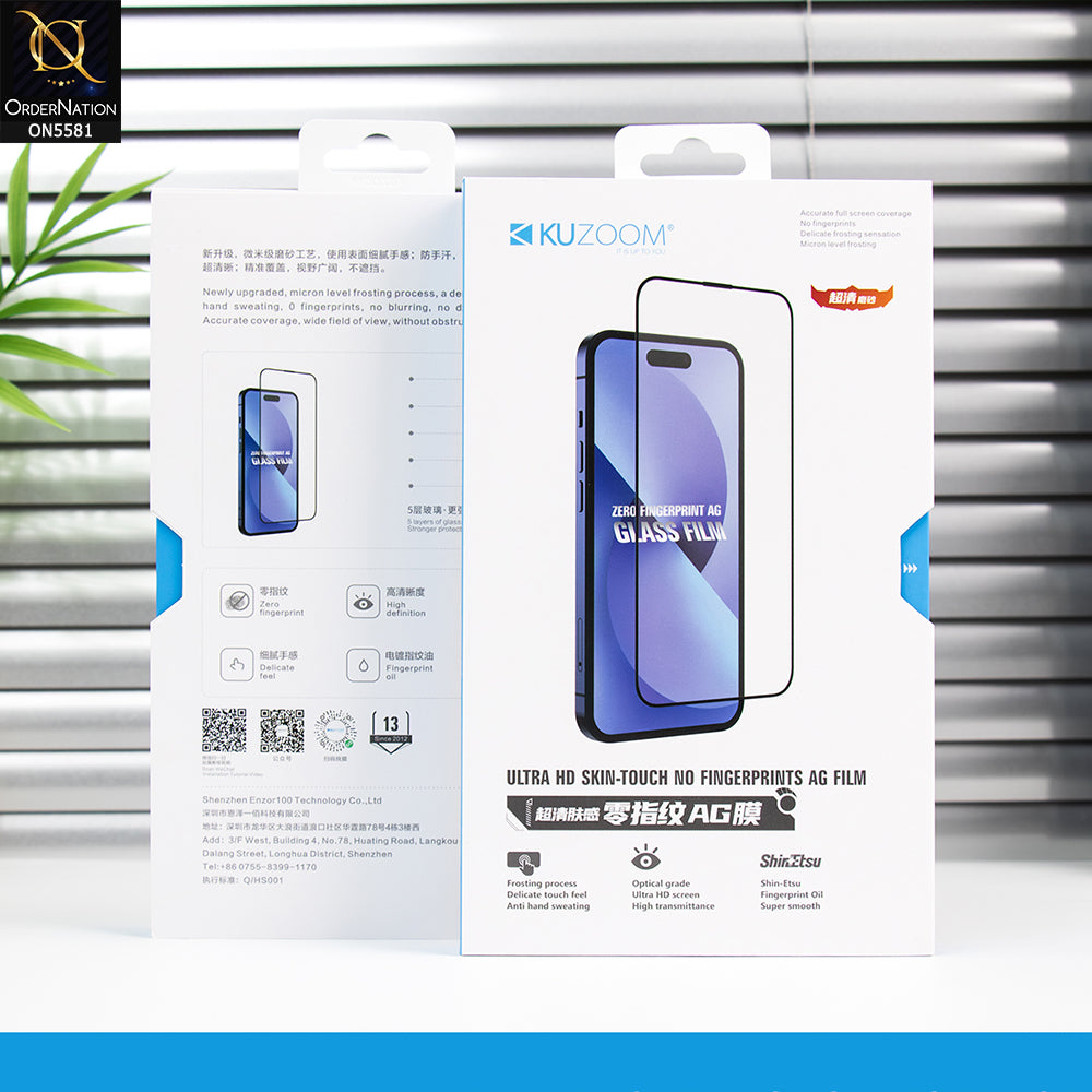 iPhone 17 Pro Max Screen Protector - Transparent - Kuzoom AG Glass Full Screen Tempered Glass