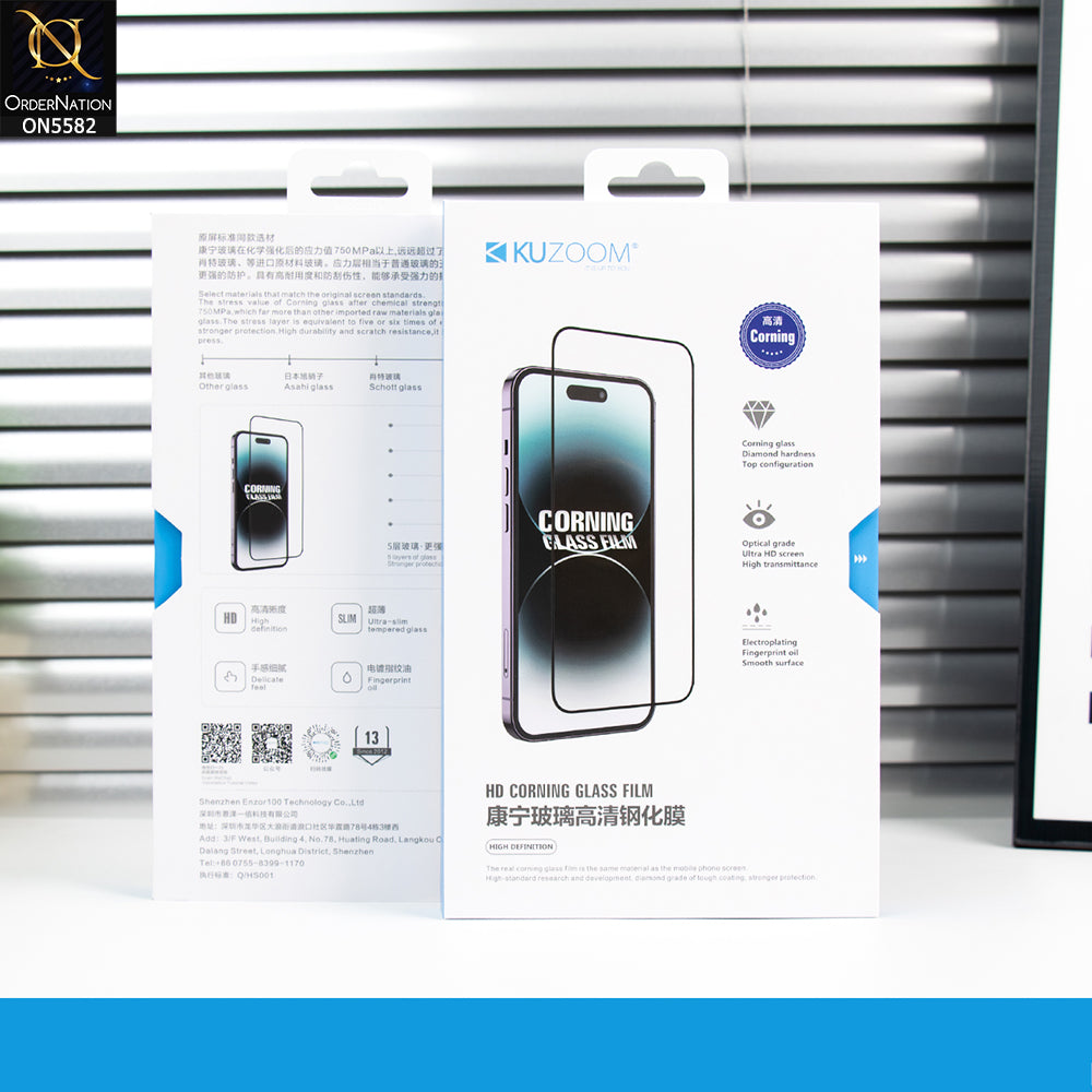 iPhone 17 Pro Max Screen Protector - Transparent - Kuzoom 9H Hardness Anti Scratch Full Screen Tempered Glass