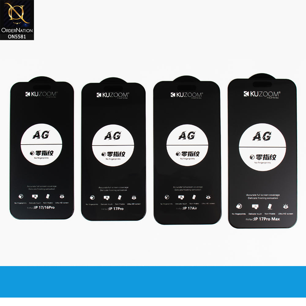 iPhone 17 Pro Max Screen Protector - Transparent - Kuzoom AG Glass Full Screen Tempered Glass