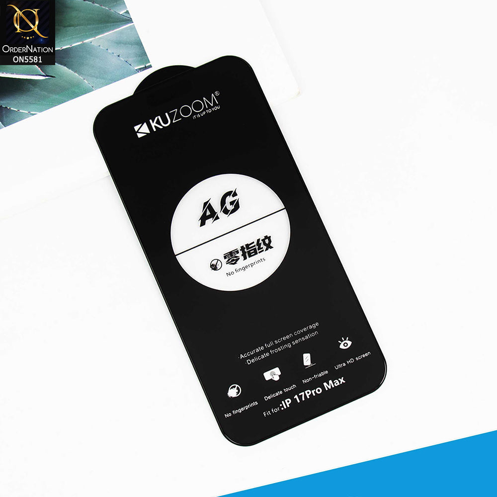 iPhone 17 Pro Max Screen Protector - Transparent - Kuzoom AG Glass Full Screen Tempered Glass