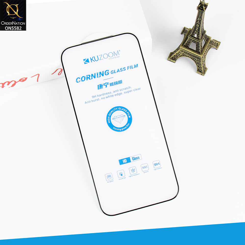 iPhone 17 Pro Max Screen Protector - Transparent - Kuzoom 9H Hardness Anti Scratch Full Screen Tempered Glass