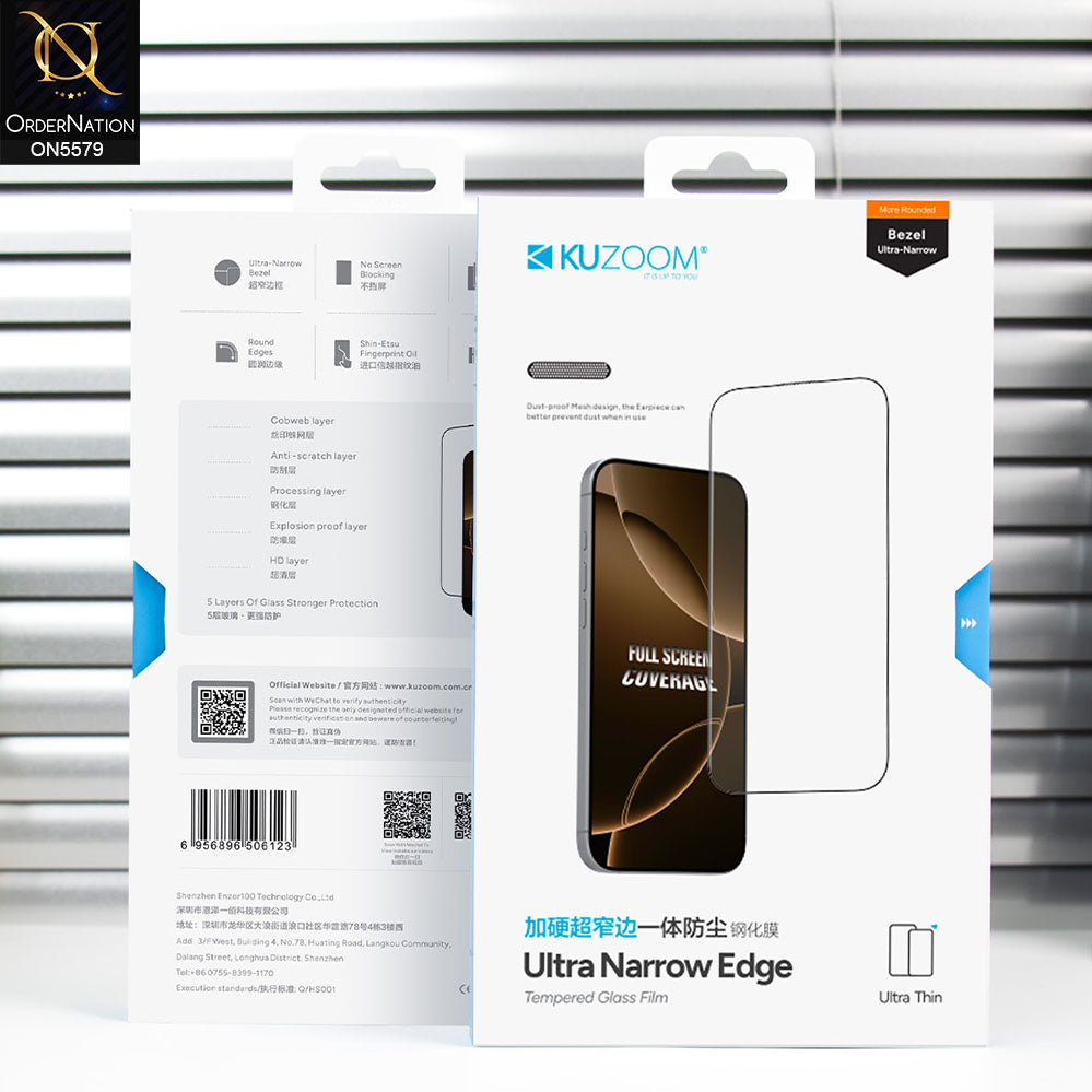 iPhone 17 Pro Max Screen Protector - Transparent - Kuzoom Ultra Thin And Ultra Narrow Edge Glass Protector