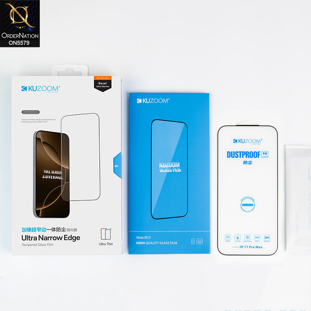 iPhone 17 Pro Max Screen Protector - Transparent - Kuzoom Ultra Thin And Ultra Narrow Edge Glass Protector