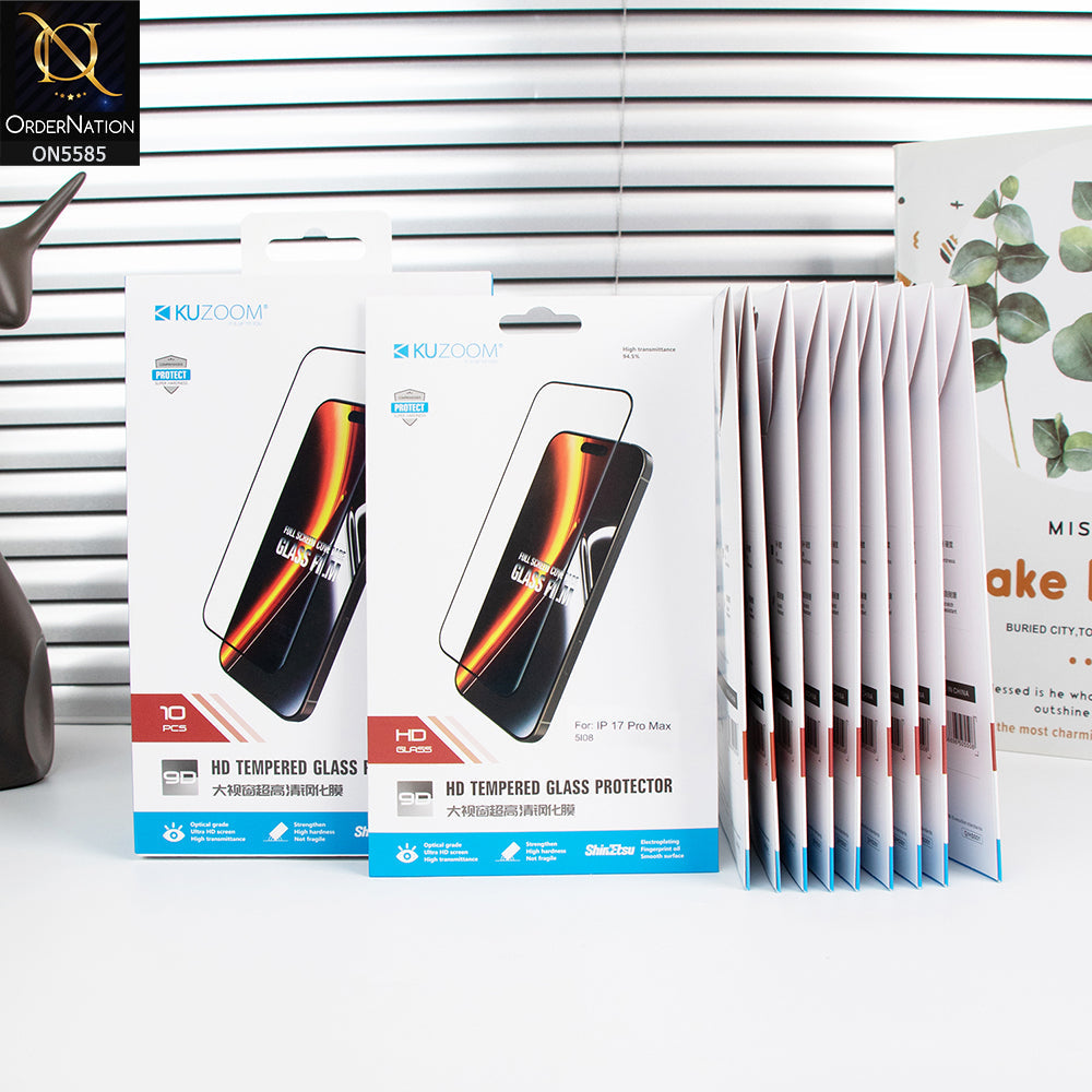 iPhone 17 Pro Max Screen Protector - Transparent - Kuzoom 9D Glass Full Screen Tempered Glass