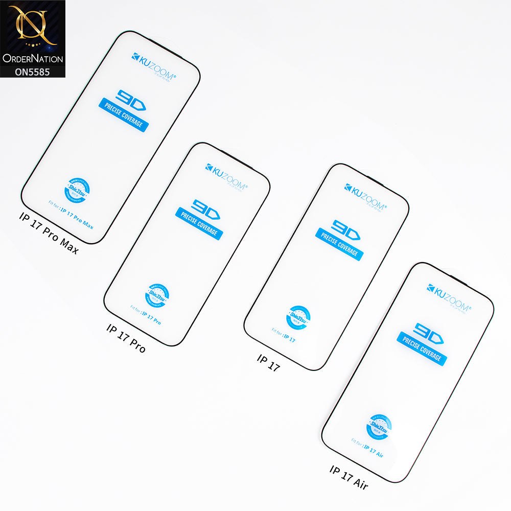 iPhone 17 Pro Max Screen Protector - Transparent - Kuzoom 9D Glass Full Screen Tempered Glass