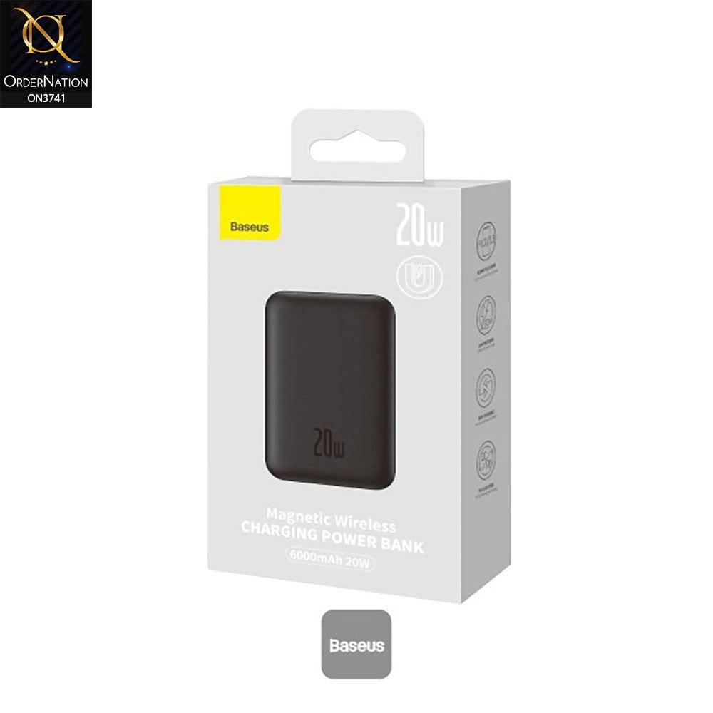 Baseus 20W Wireless Magnetic 6000mAh Fast Charging Power Bank – Black
