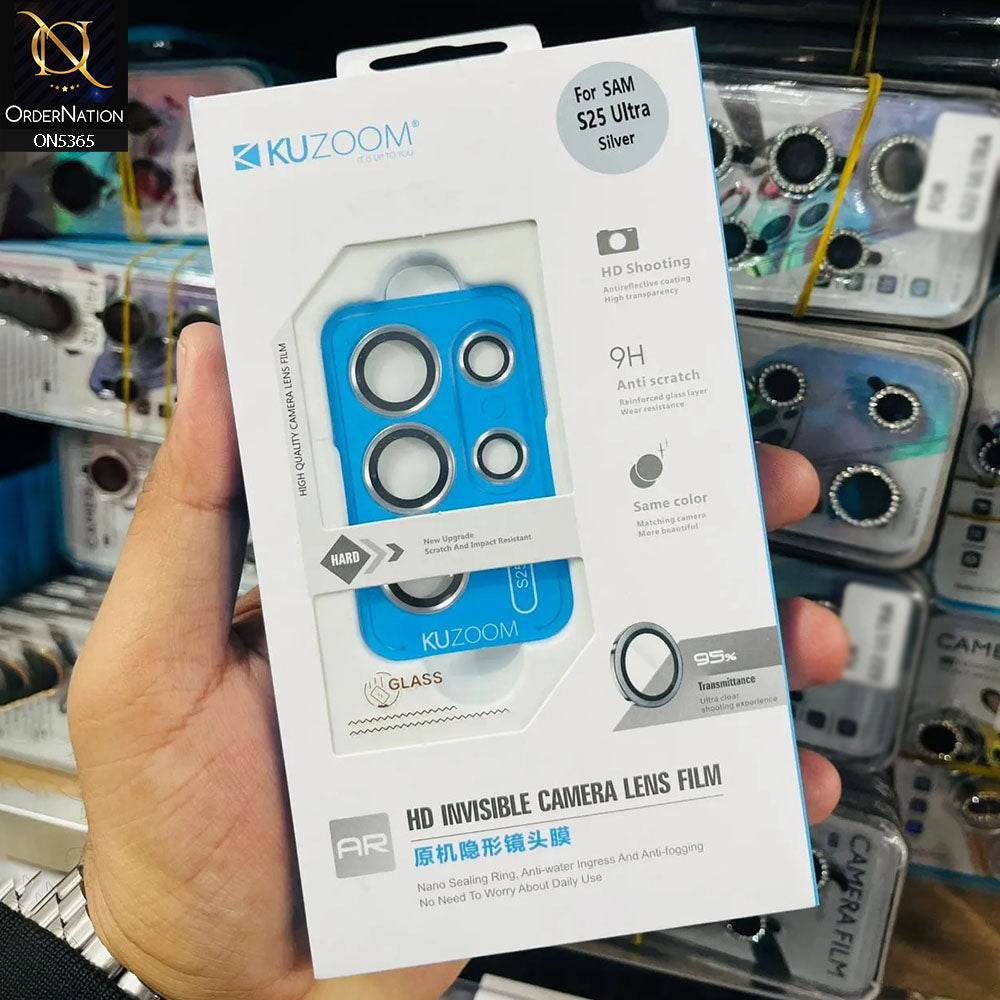 Samsung Galaxy S25 Ultra Camera Protector - Silver - KUzoom HD Invisible Camera Lens Protector