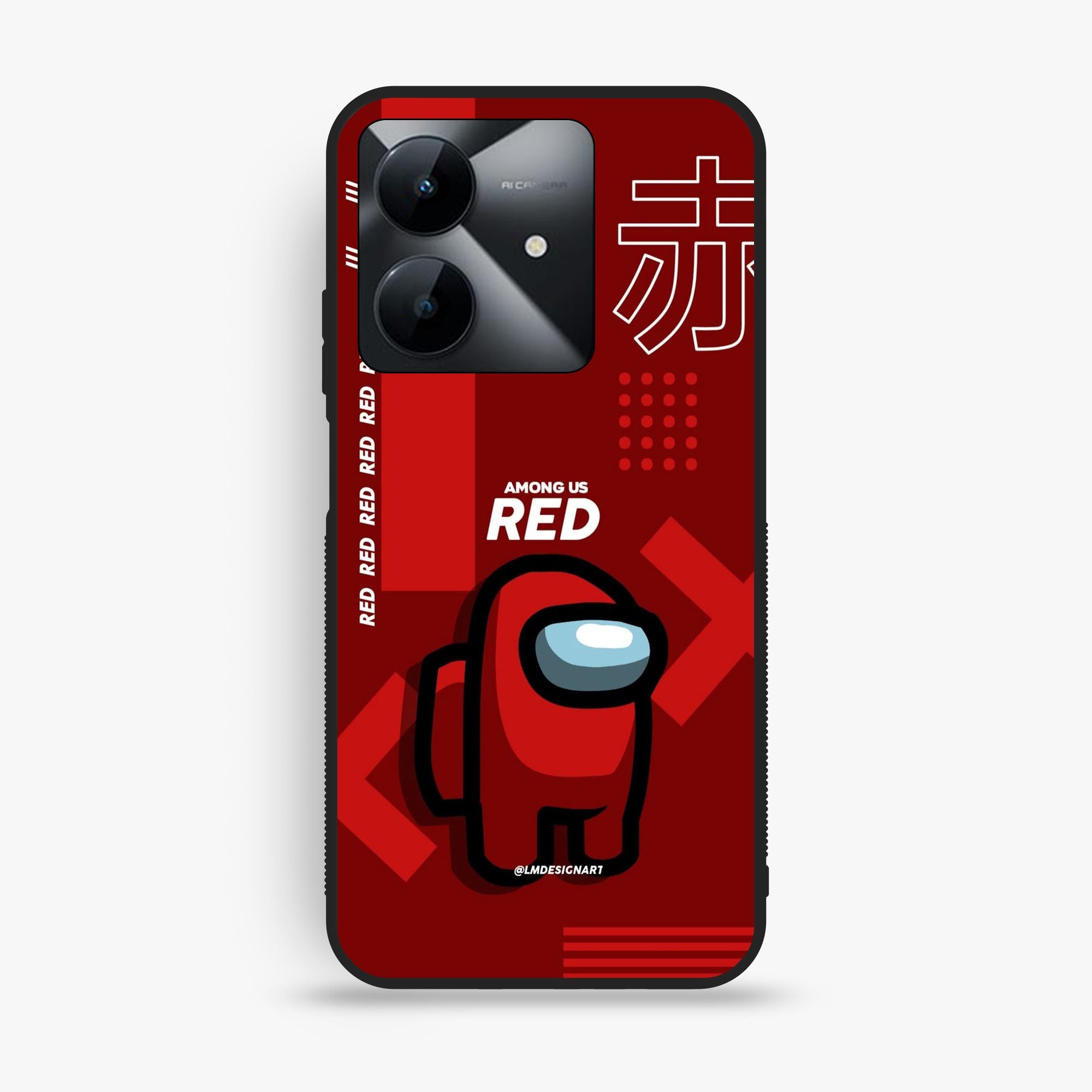 Realme Note 60x - A Red Robot With Background - Premium Glossy Phone Case