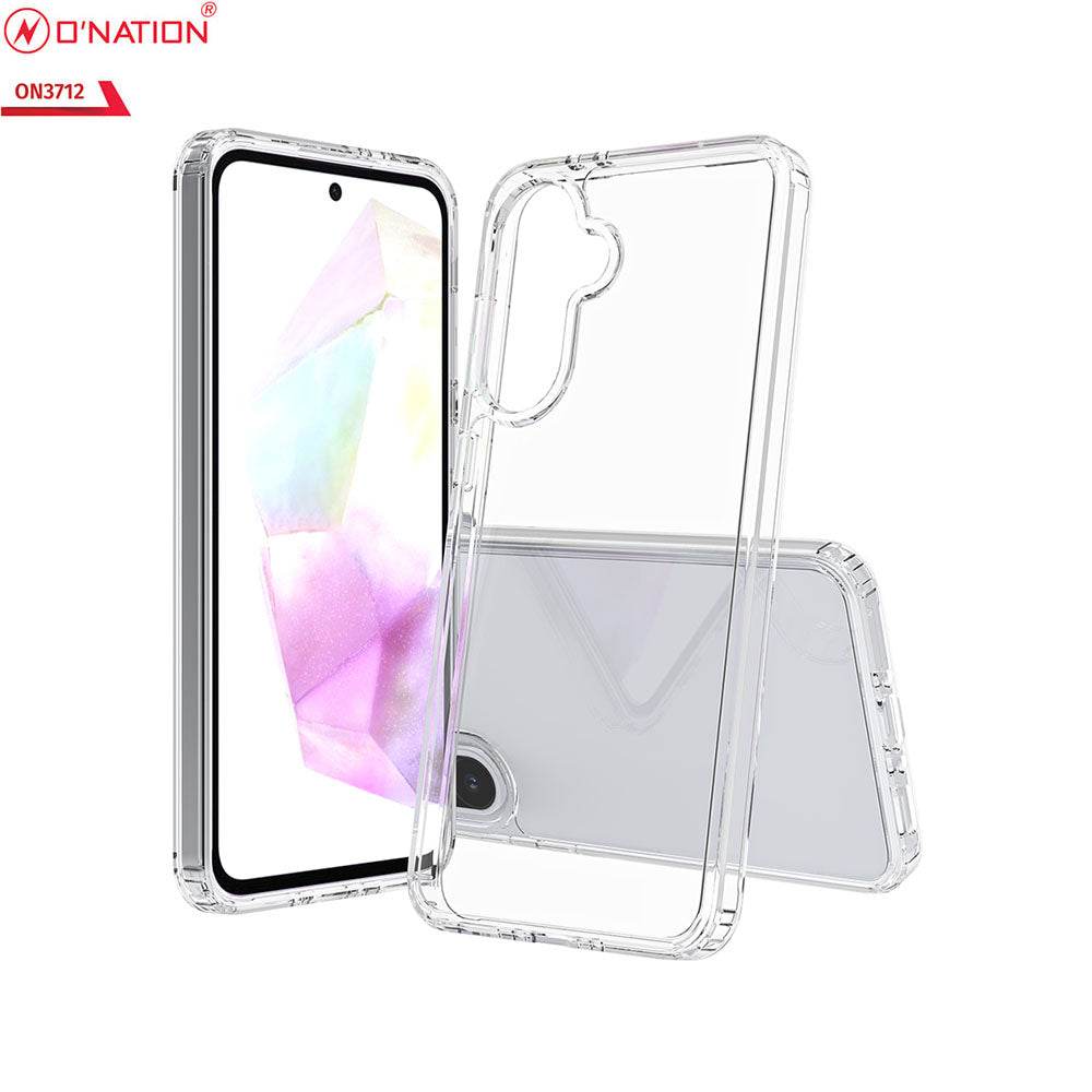 Samsung Galaxy A56 Cover - Transparent - ONation Crystal Series - Premium Quality Clear Case No Yellowing Back With Smart Shockproof Cushions - Futurestore.pk