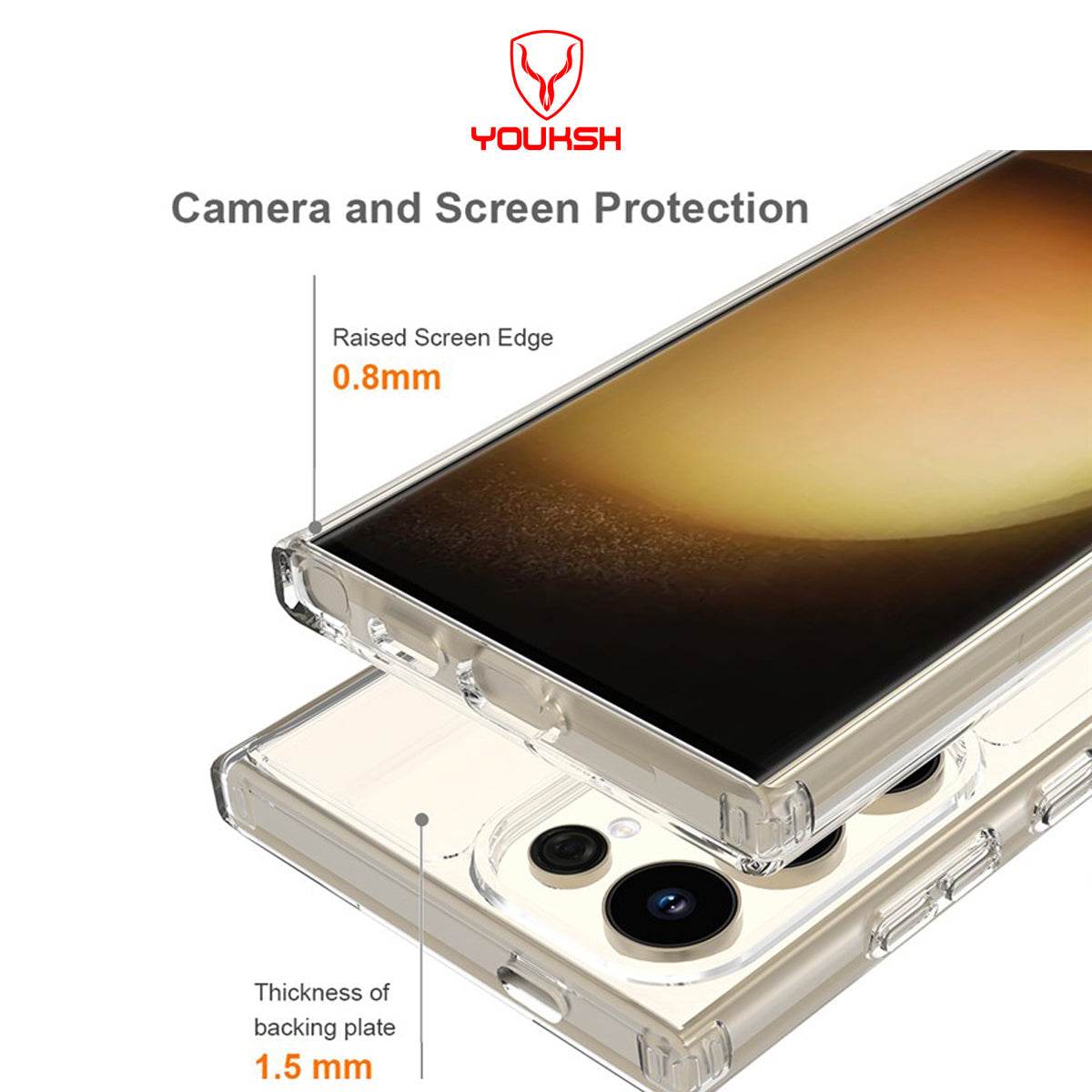 Samsung Galaxy S24 Ultra Cover - Transparent - Youksh Magsafe Clear Soft Borders Case - Futurestore.pk