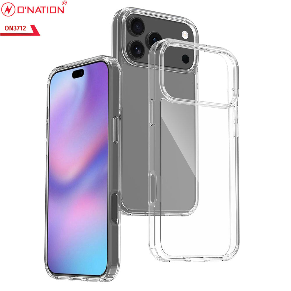 iPhone 17 Pro Max Cover - Transparent - ONation Crystal Series - Premium Quality Clear Case No Yellowing Back With Smart Shockproof Cushions