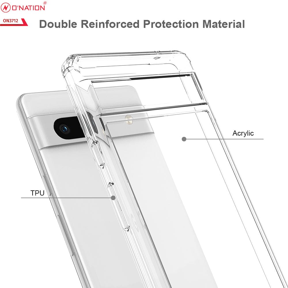 Google Pixel 7a Cover - ONation Crystal Series - Premium Quality Clear Case No Yellowing Back With Smart Shockproof Cushions