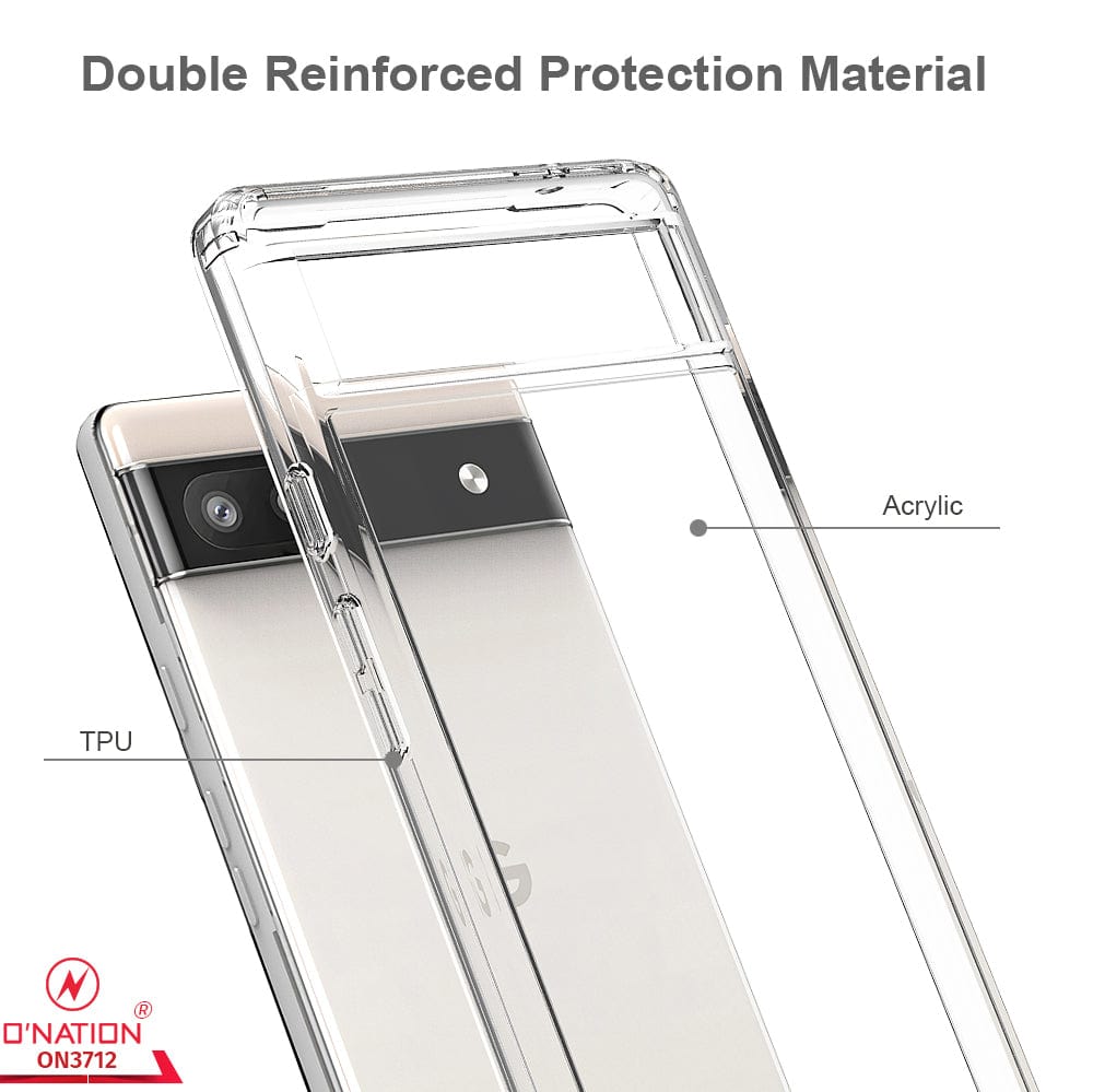 Google Pixel 6a Cover - ONation Crystal Series - Premium Quality Clear Case No Yellowing Back With Smart Shockproof Cushions 2a_dc835b24-2795-412c-9dec-6e775f0e9b36 Google Pixel 6a