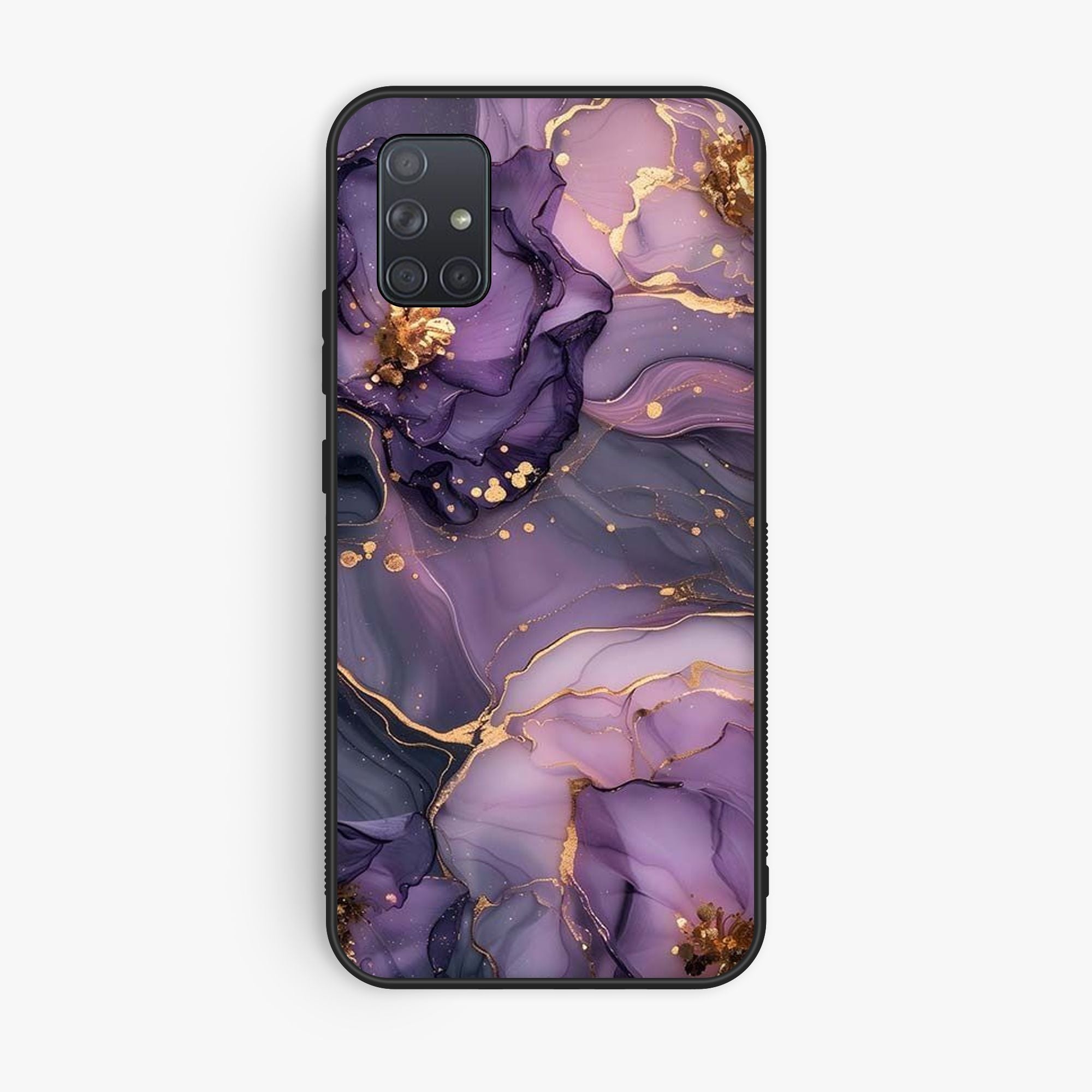 Samsung Galaxy A71 Purple And Gold Marble Wallpaper Premium Metal Printed Soft Bumper Shock Proof Case