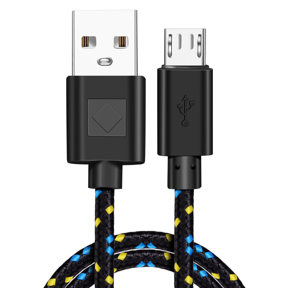 Black - 3M - Micro - Premium Quality Braided Wire Micro USB Cable Sync Nylon Woven Charger Cord
