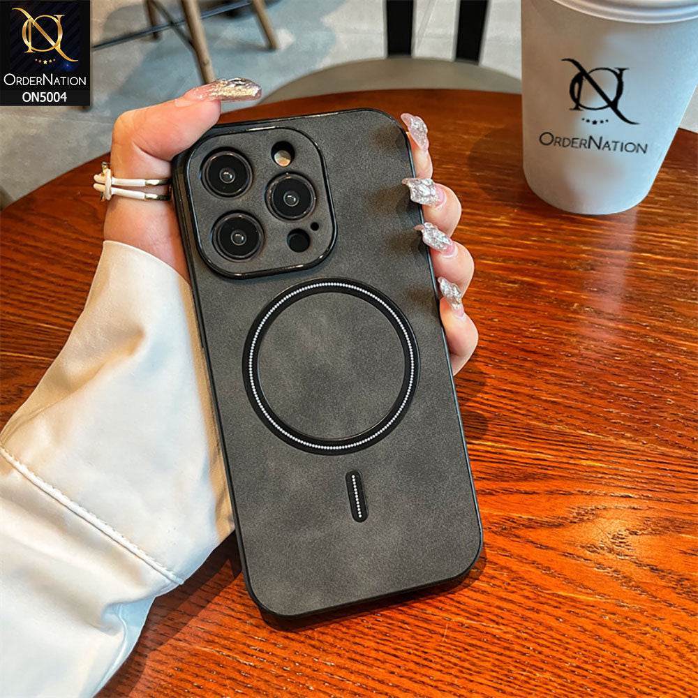 iPhone 13 Cover - Black - New Luxury Matte Leather Magnetic MagSafe Wireless Charging Soft Case - Futurestore.pk