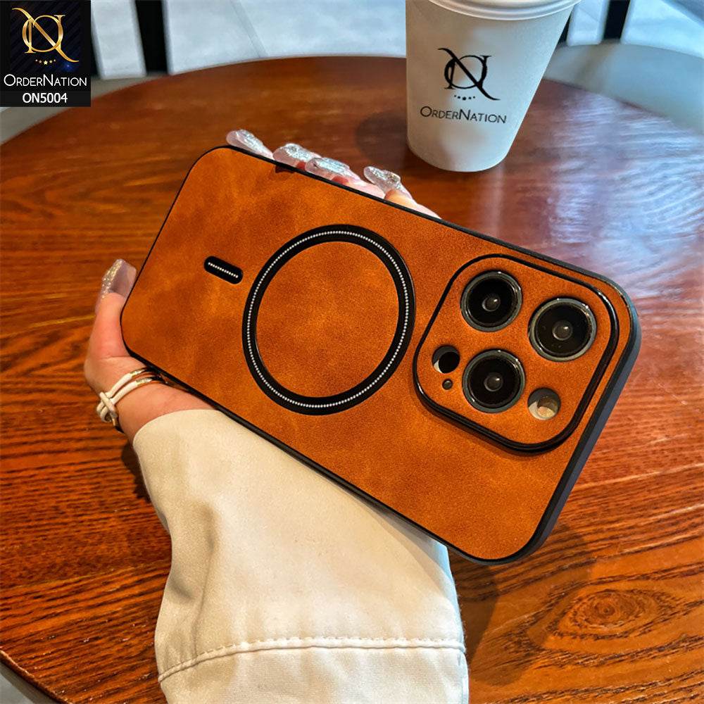 iPhone 13 Cover - Dark Brown - New Luxury Matte Leather Magnetic MagSafe Wireless Charging Soft Case - Futurestore.pk