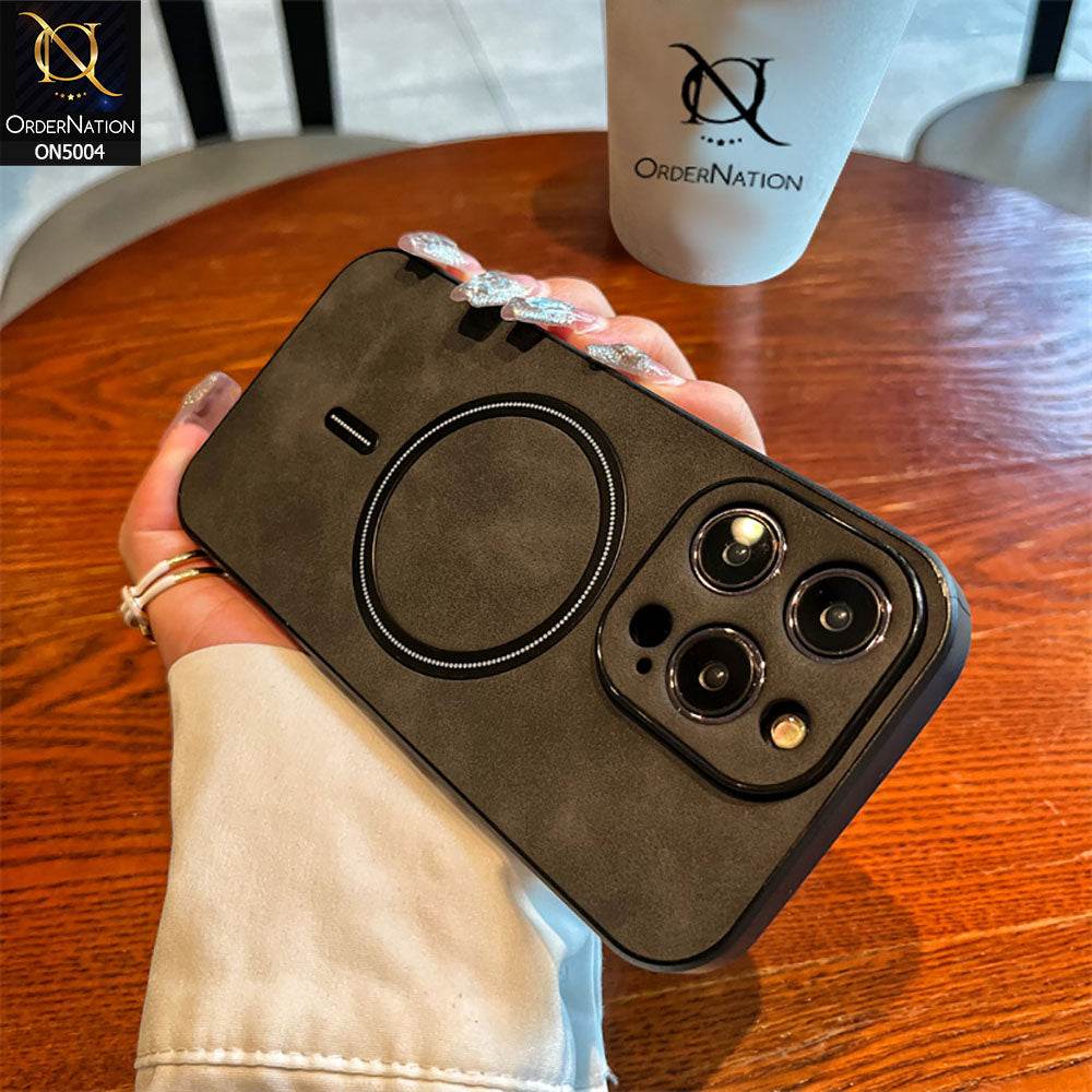 iPhone 13 Cover - Black - New Luxury Matte Leather Magnetic MagSafe Wireless Charging Soft Case - Futurestore.pk