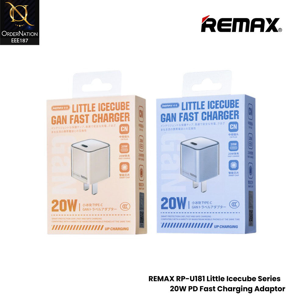 Remax RP-U181 Little Ice Cube Type-C 20W Gan Fast Charger - Off White