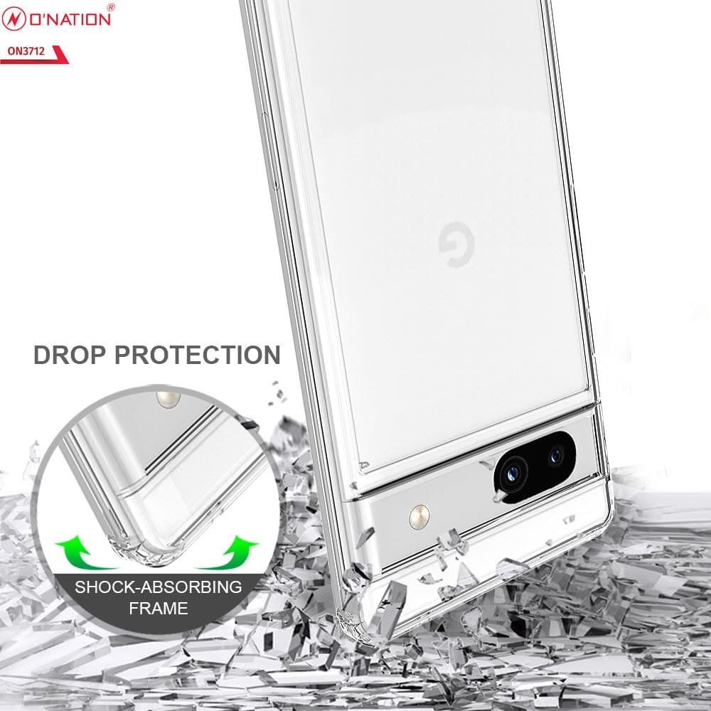 Google Pixel 7a Cover - ONation Crystal Series - Premium Quality Clear Case No Yellowing Back With Smart Shockproof Cushions