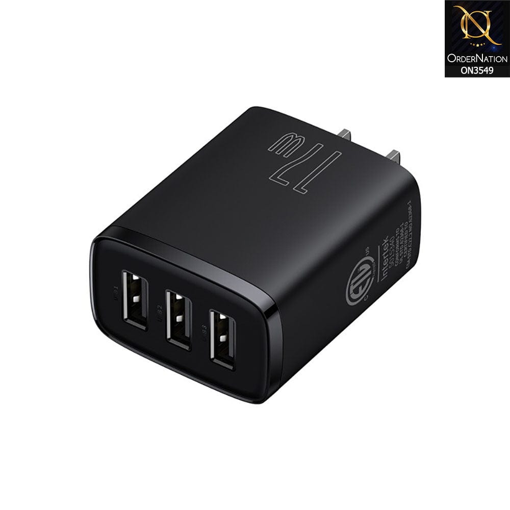 Baseus Compact Charger 3USB 17W CN - Black