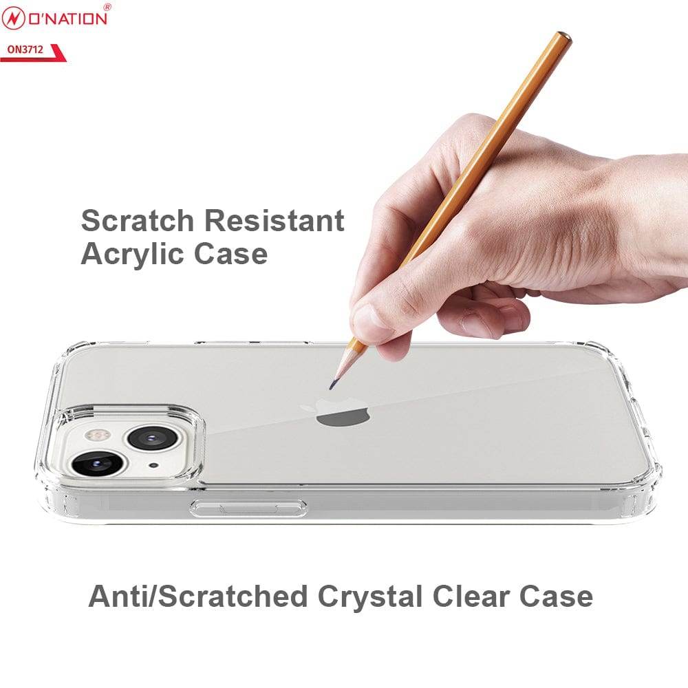 iPhone 13 Cover - ONation Crystal Series - Premium Quality Clear Case No Yellowing Back With Smart Shockproof Cushions - Futurestore.pk