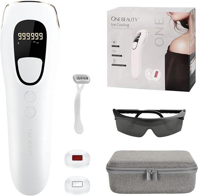 Laser Hair Removal IPL Ice-Cooling, Painless, FDA Cleared, Permanent Hair Removal Device for Facial & Whole Body, 999999 Flashes Hair Remover with 5 Modes