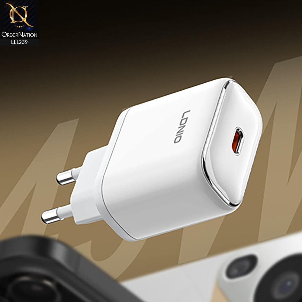 LDNIO Q1415 45W PD Super Fast Charger.Type-c To Type-c Cable-EU Plug - White
