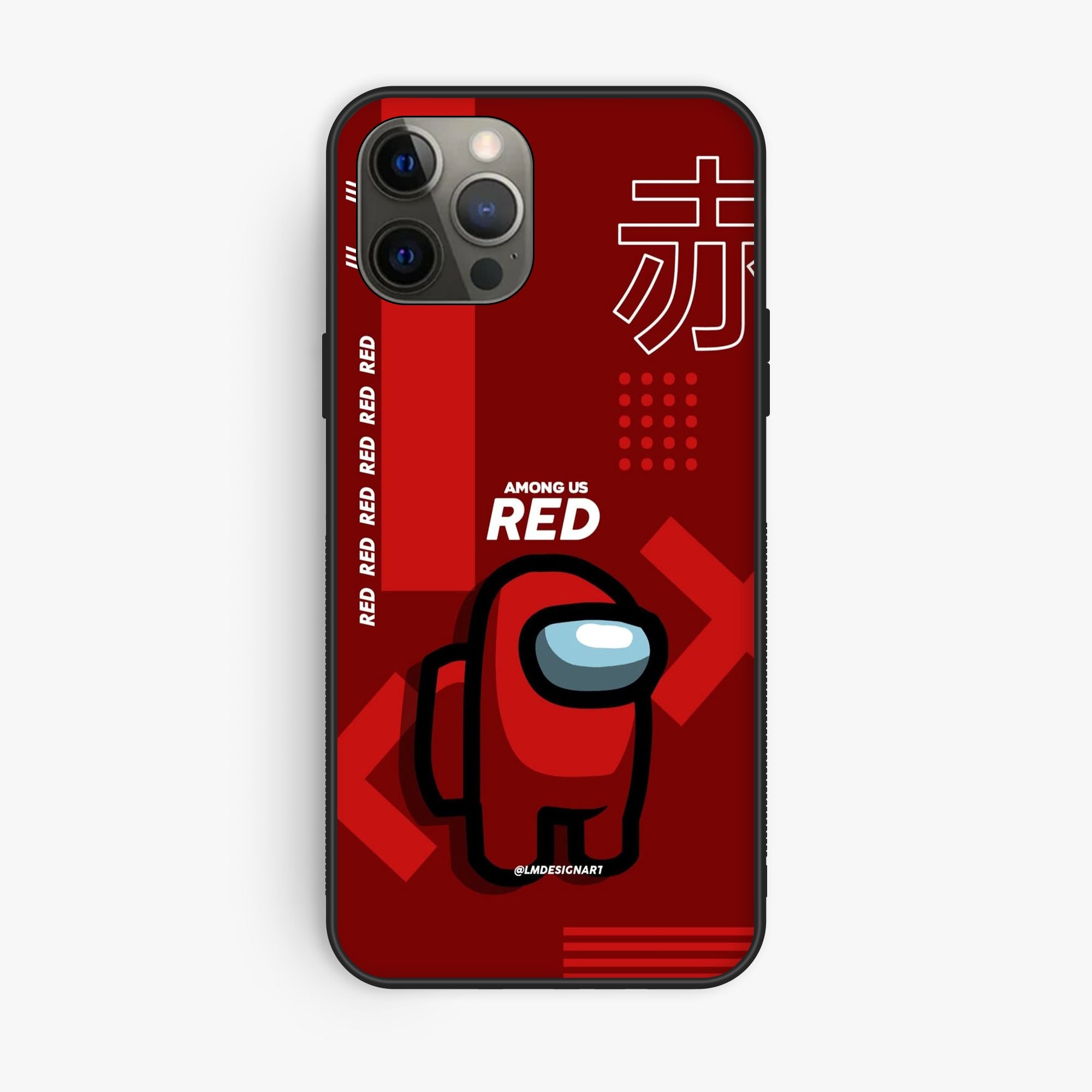iPhone 12 Pro - A Red Robot With Background - Premium Glossy Phone Case