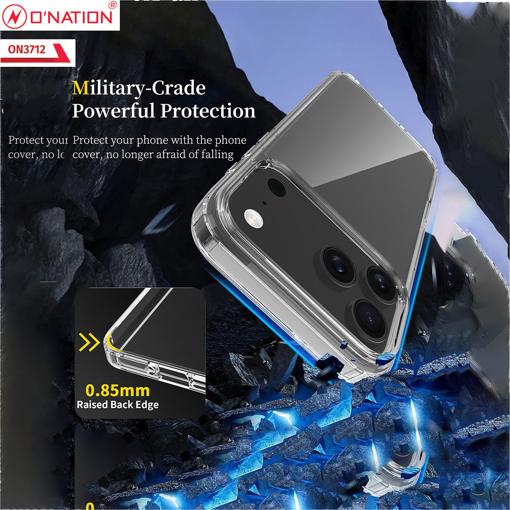 iPhone 17 Pro Max Cover - Transparent - ONation Crystal Series - Premium Quality Clear Case No Yellowing Back With Smart Shockproof Cushions