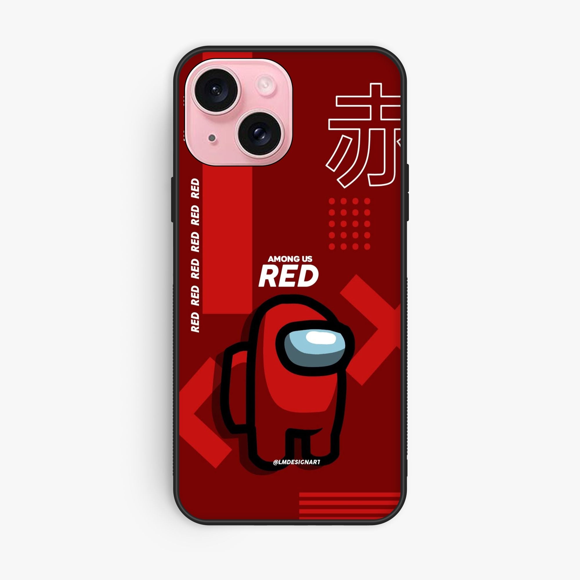 iPhone 15 - A Red Robot With Background - Premium Glossy Phone Case