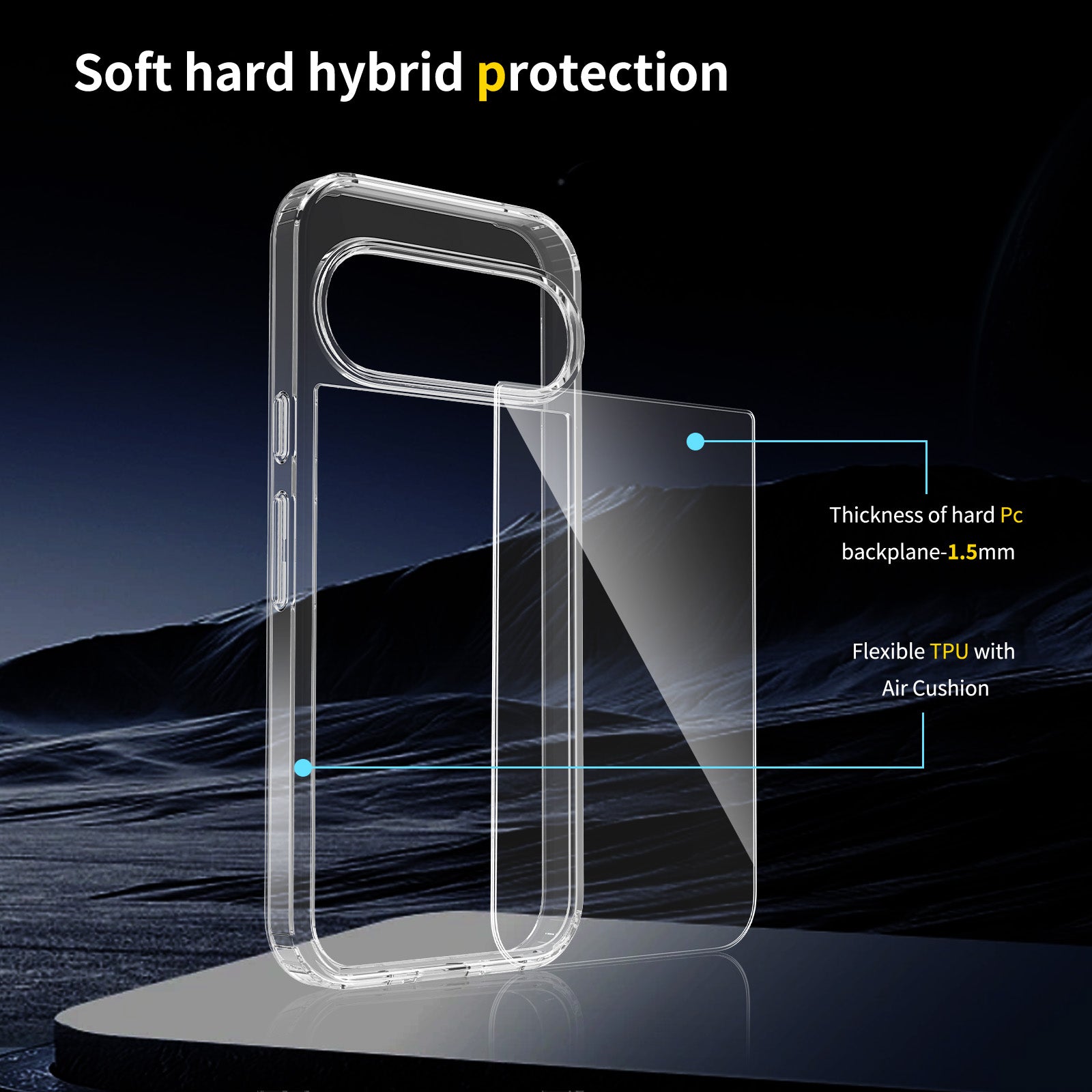 Google Pixel 10 Cover - Transparent - ONation Crystal Series - Premium Quality Clear Case No Yellowing Back With Smart Shockproof Cushions