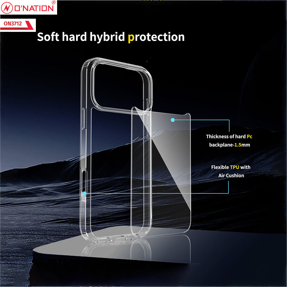 iPhone 17 Pro Max Cover - Transparent - ONation Crystal Series - Premium Quality Clear Case No Yellowing Back With Smart Shockproof Cushions