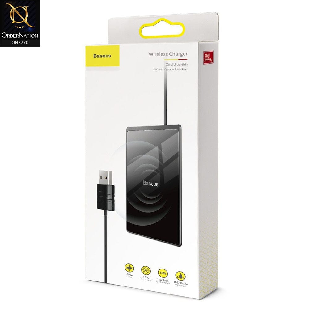 Wireless Charger - Black - Baseus Card Ultra-thin Wireless Charger 15W