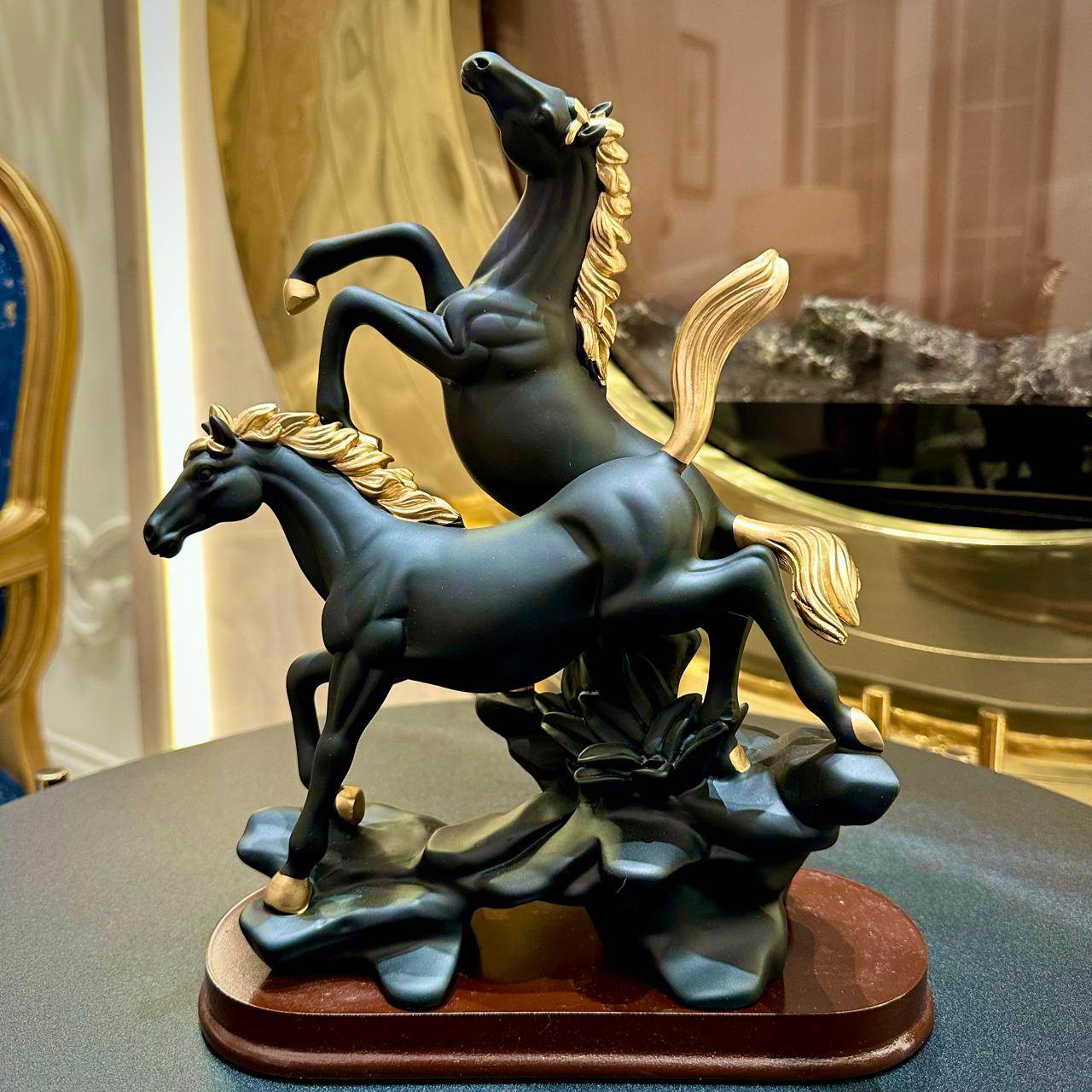 Premium Black Ceramic Horse Sculpture  Elegant Decor for Home & Office - Futurestore.pk