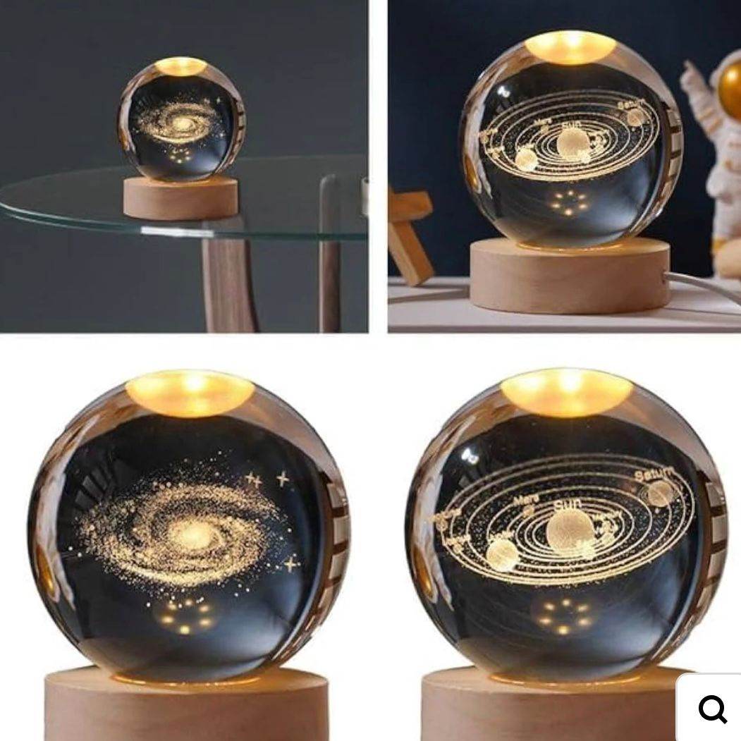 Night Light with Heavenly Bodies Enclosed in Glass  Elegant Home & Office Decor - Futurestore.pk