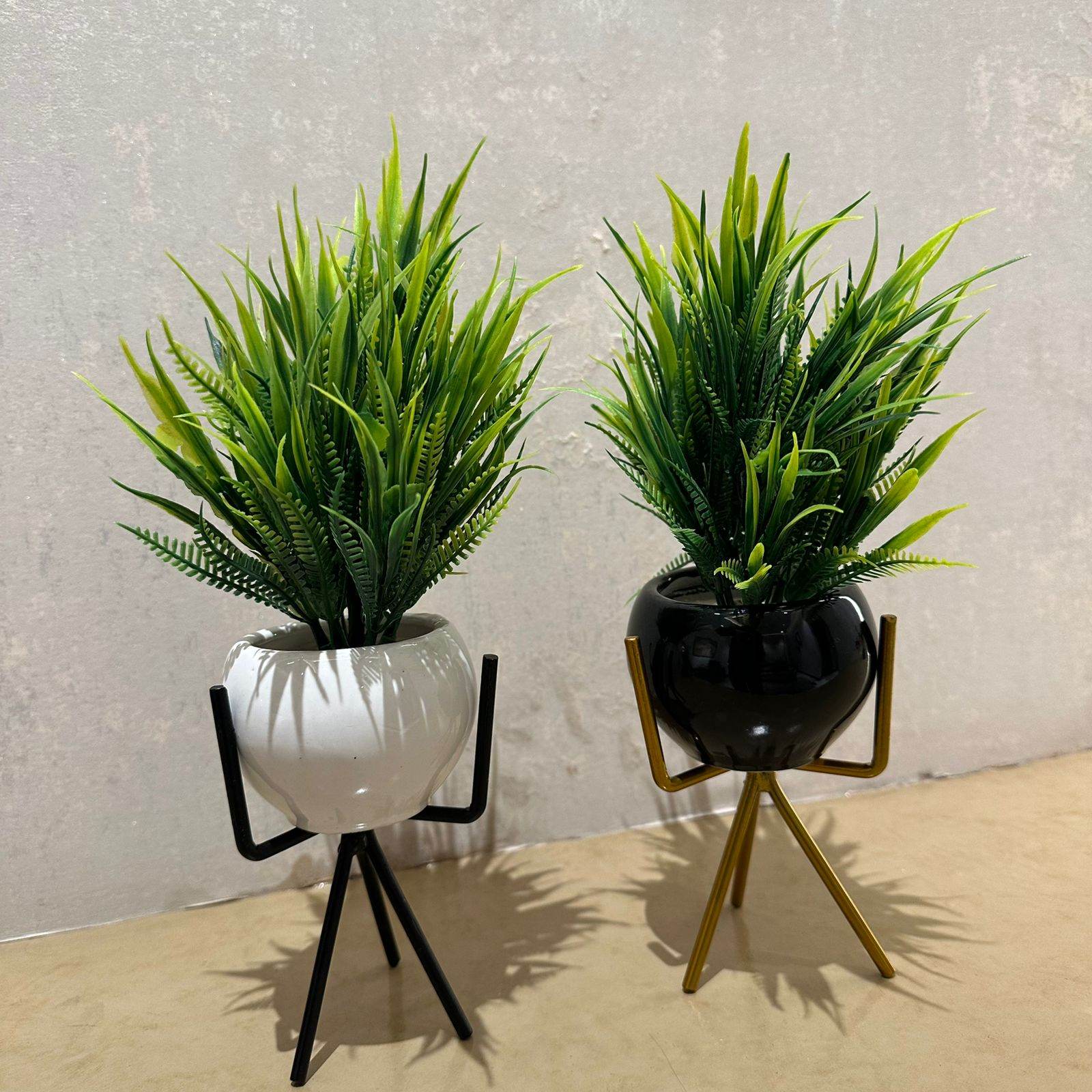 Luxury Ceramic Planters with Metal Stands - Futurestore.pk