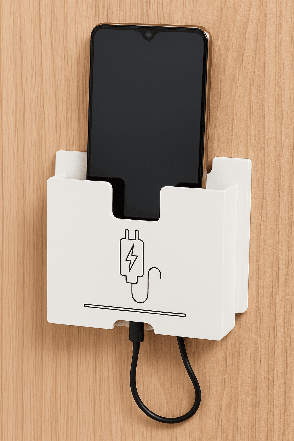 Wall Mount Acrylic Mobile Phone charger Holder - Futurestore.pk