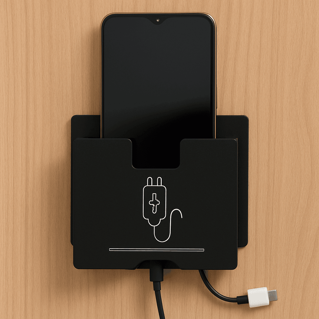 Wall Mount Acrylic Mobile Phone charger Holder - Futurestore.pk