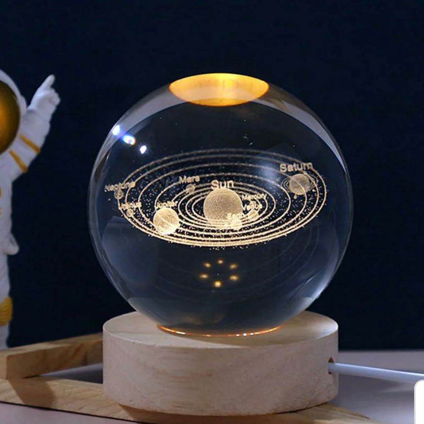 Night Light with Heavenly Bodies Enclosed in Glass  Elegant Home & Office Decor - Futurestore.pk