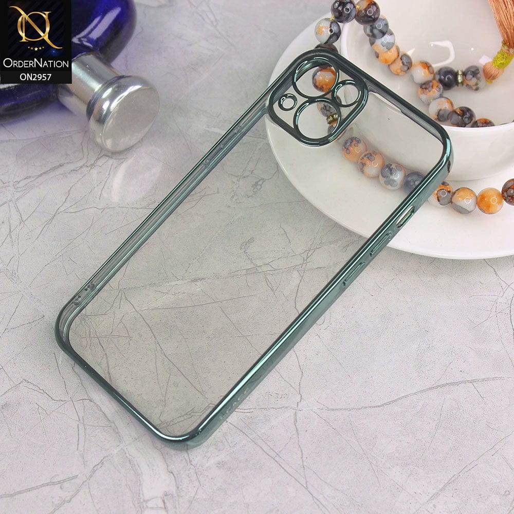 iPhone 13 Cover - Green - J-Case Soft Color Borders Camera Protection Clear Back Case - Futurestore.pk