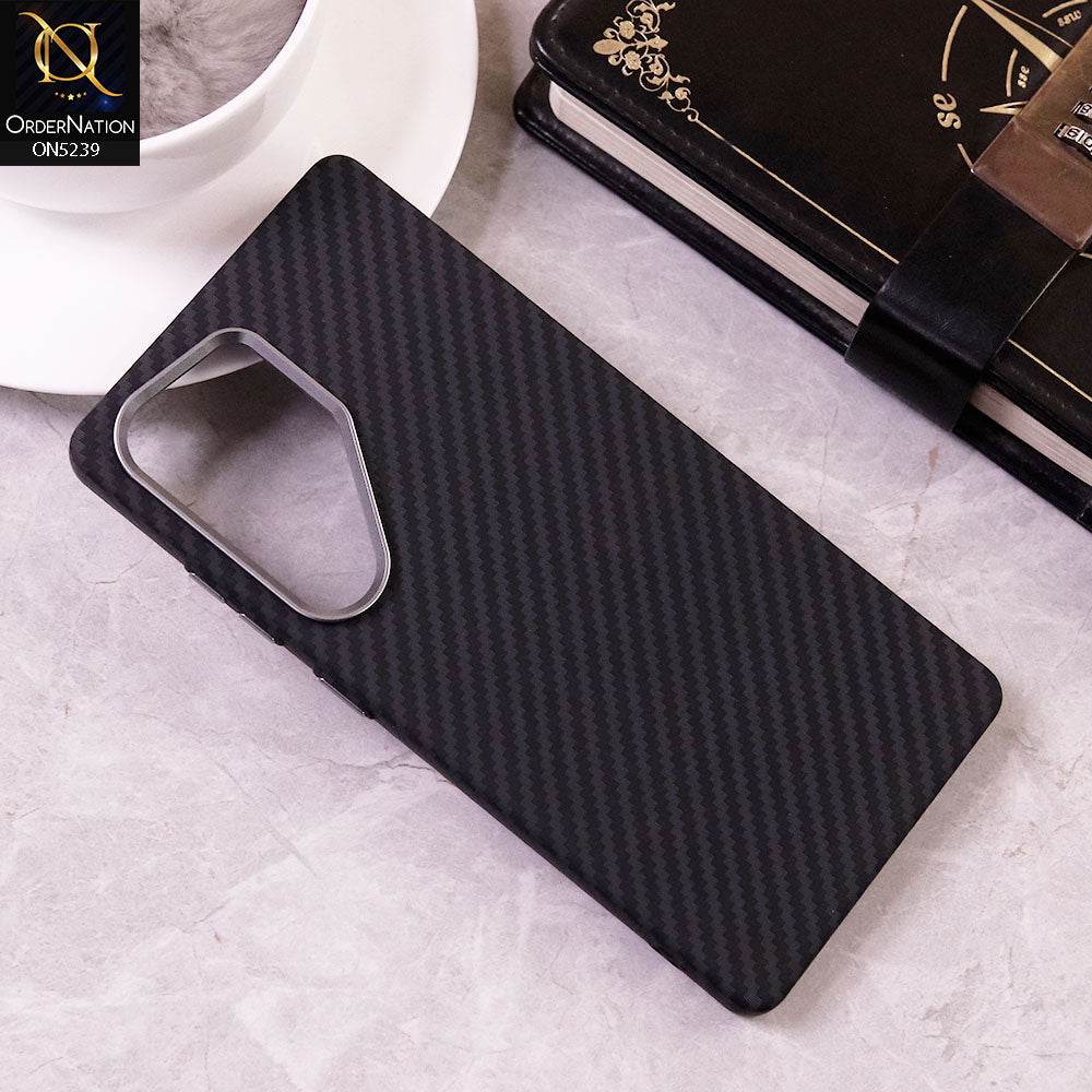 Samsung Galaxy S25 Ultra Cover - Design1 - Universe Luxo Carbon Fiber Texture Ultra Thin Shell Case With Metal Camera Ring Borders